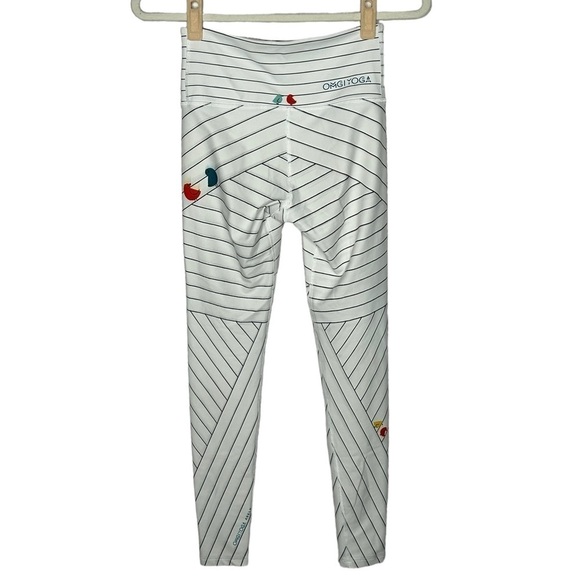 OMGI YOGA Bird and Striped Print High Waisted Activewear Leggings - Picture 5 of 16